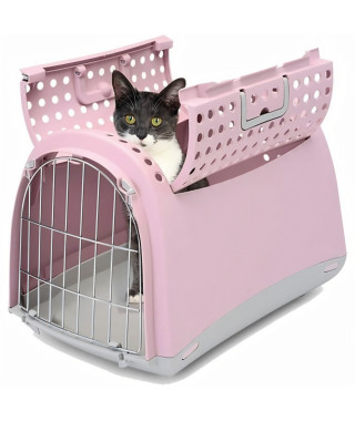 VADIGRAN Transport plastique Linus Cabrio - 50x32x34,5 cm - Rose - Pour chat