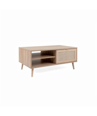 Table basse 1 abattant 1 niche - Décor chene sonoma - L 100 x P 46 x H 60 cm - BALI