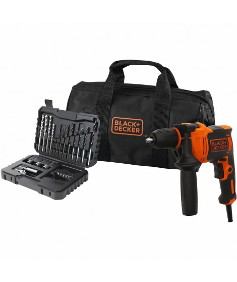 Black+Decker BEH710SA32-QS Perceuse a percussion filaire - 710 W - 32 accessoires - Livrée en sac de rangement