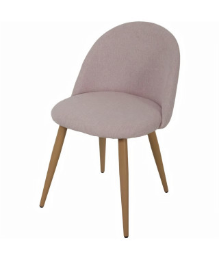Chaise en tissu rose - Pieds en métal - L 53 x P 54 x H 76 cm - COLE