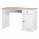 Bureau enfant avec 1 porte et 1 tiroir - Décor Chene et laqué blanc - MDF et Pin Massif - L120 x P 55 x H76,5 cm - HARO