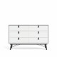 TVILUM Commode 6 tiroirs - Blanc et noir mat - L 150 x P 40,1 x H 94 cm - RY