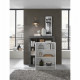 Buffet  2 Portes - Blanc Lacqué Brillant et Imitation Oxyde - L 108 x P 42 x H 93 cm - MAESTRO