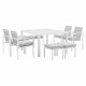 Ensemble repas de jardin encastrable 8 personnes- table 125 x 125 cm - plateau en aluminium + 4 fauteuils + 4  tabourets - Bl…