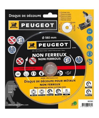 Disque a  tronçonner diam. 180 mm - Métaux non fer PEUGEOT OUTILLAGE