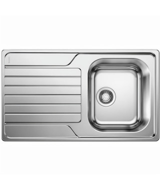 évier cuisine inox brossé 86 x 50 cm, a encastrer, 1 cuve égouttoir réversible, BLANCO DINAS 45S, garanti ... vie, vidage man…