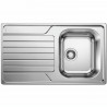 évier cuisine inox brossé 86 x 50 cm, a encastrer, 1 cuve égouttoir réversible, BLANCO DINAS 45S, garanti ... vie, vidage man…