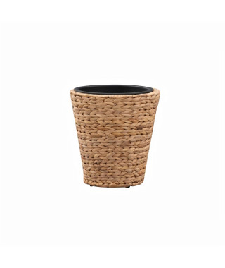 Pot de fleur rond en jacinthe d'eau tressée - 28 x 28 x 30 cm - Marron naturel clair