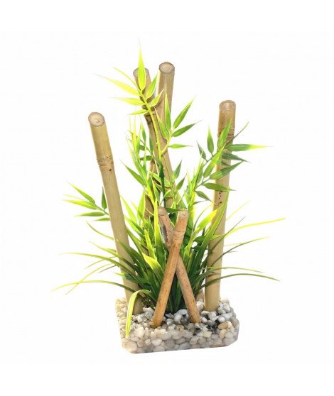 SYDECO Bambou large plantes - Décoration bambou plantes + support pour Aquarium