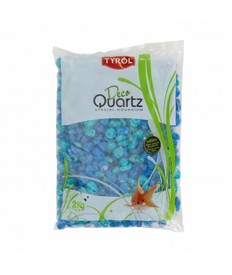 TYROL Graviers vernis pour Aquarium - Tous types de poissons et eaux - Bleu Turquoise - Sac de 2 kg