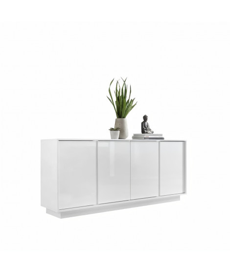 Buffet 4 Portes - Blanc Laqué Brillant - L 180 x P 43 x H 78 cm - RICCIONE