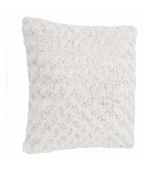 Coussin fourrure bouclé - 45 x 45 cm - Ecru