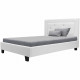 Lit enfant contemporain- Simili Blanc - Sommier inclus - 90 x 190 cm - EDOUARD