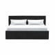 Lit adulte 160 x 200 cm + coffre de rangement - Simili noir - Sommier inclus - MARTIN