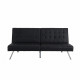 DANA Banquette convertible clic-clac 3 places - Simili noir et pieds métal - L 180 x P 87 x H 85 cm