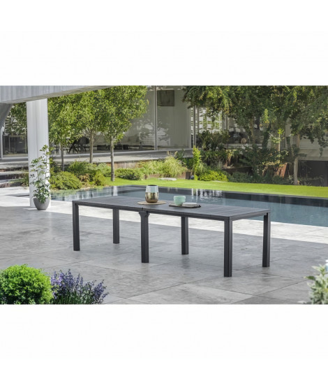 Table de Jardin coloris graphite - finition bois - ALLIBERT BY KETER  modulable - 8 - 10 personnes - JULIE