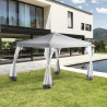 Gazebo - 3 x 3 m - Avec Moustiquaire - Structure Acier & Toile Polyester -  Gris