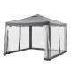 Gazebo - 3 x 3 m - Avec Moustiquaire - Structure Acier & Toile Polyester -  Gris