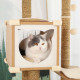 Arbre a chat avec niche - 62 x 56 x H.122 cm - Coloris bois naturel