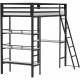 Lit mezzanine avec rangements et bureau intégré - Noir - Sommier inclus - 90 x 190 cm - MANDY