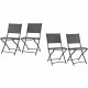 Lot de 4 chaises de jardin pliantes en aluminium assise textilene - 46 x 56 x 85 cm - Gris