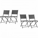 Lot de 4 chaises de jardin pliantes en aluminium assise textilene - 46 x 56 x 85 cm - Gris