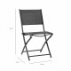 Lot de 4 chaises de jardin pliantes en aluminium assise textilene - 46 x 56 x 85 cm - Gris