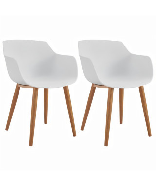 THEA Lot de 2 chaises de salle a manger - Style scandinave - Blanc - L 56 x P 57 x H 79 cm