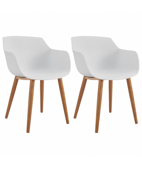 THEA Lot de 2 chaises de salle a manger - Style scandinave - Blanc - L 56 x P 57 x H 79 cm