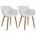 THEA Lot de 2 chaises de salle a manger - Style scandinave - Blanc - L 56 x P 57 x H 79 cm