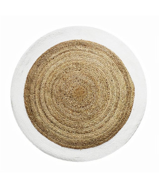 Tapis DECO Jute diam 90 cm - Bord  Blanc