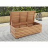 Coffre de jardin 190L en bois exotique d'eucalyptus FSC - 190 L - 48,5 x 109,5 x 37 cm - Avec roulettes -  Effet Teck