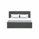 Lit adulte 140 x 190 cm + coffre de rangement - Simili gris - Sommier inclus - MARTIN