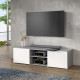 PILVI Meuble TV - Blanc et béton gris clair - L 140 x P 42 x H 31 cm