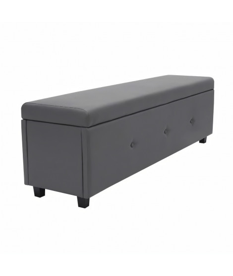 Banc coffre - Bout de lit Simili gris Classique - L 140 cm
