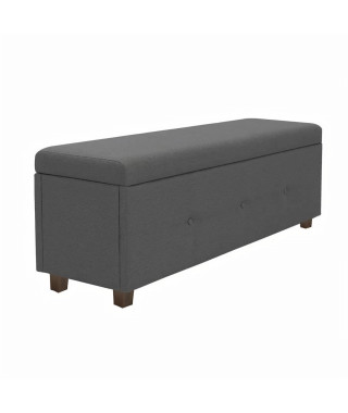 Banc coffre - Bout de lit Velours gris clair Classique - L 140 cm