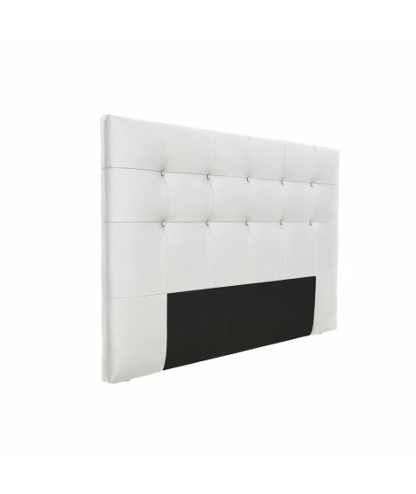 Tete de lit 185 x 100 cm capitonnée - Simili Blanc - Pour couchage 140 / 160 ou 180 - ARGOS