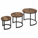 ALYA Set de 3 tables basses Gigogne ronde - Pieds métal noir - 33/43/54 cm