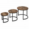 ALYA Set de 3 tables basses Gigogne ronde - Pieds métal noir - 33/43/54 cm