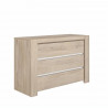 GAMI Commode 3 tiroirs - Grosse épaisseur - Décor chene - Made in France - L 120 x P 43 x H 80 cm - OLERON