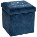 Pouf pliable velours Slow MDF_E1, polyester et mousse PU - Bleu