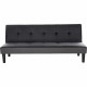 IVY Banquette clic clac 3 places capitonné - Simili noir et tissu gris claur - L 180 x P 84 x H 74 cm