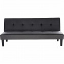 IVY Banquette clic clac 3 places capitonné - Simili noir et tissu gris claur - L 180 x P 84 x H 74 cm