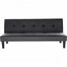 IVY Banquette clic clac 3 places capitonné - Simili noir et tissu gris claur - L 180 x P 84 x H 74 cm