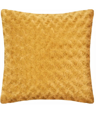 Coussin fourrure bouclé - 45 x 45 cm - ocre