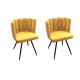 ARIEL Lot de 2 Chaises velours - Jaune - Pieds métal