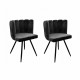 ARIEL Lot de 2 Chaises velours noir - Pieds métal