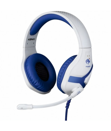 Casque-Micro Gaming - KONIX - Nemesis - Blanc - Playstation/Xbox/Nintendo/Smartphone/Tablette - Sous Licence Officielle FFF