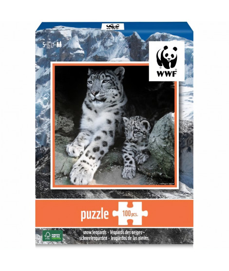 WWF Puzzle 100 pieces Leopard Des Neiges