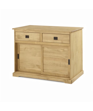 Buffet 2 portes coulissantes 2 tiroirs en bois massif - ESTEBAN - L 120 x P 45 x H 85 cm